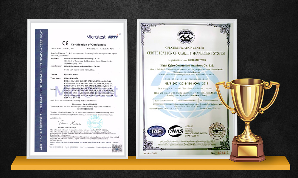 certificates for Keluo Construction Machinery 