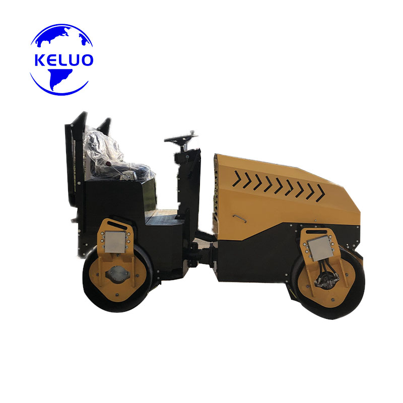 Road roller operating on a construction jobsite